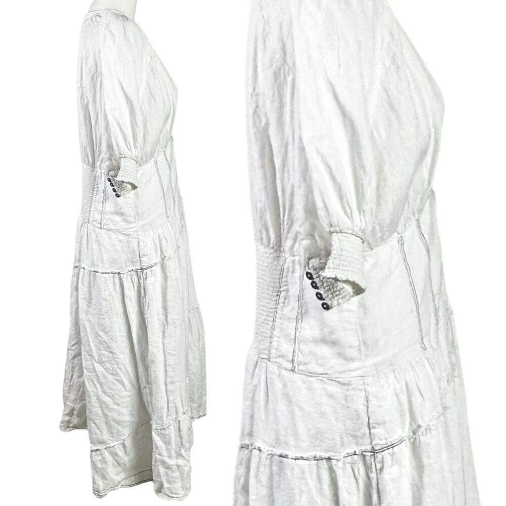 Anthropologie Ethereal Bohemian Linen Corset Midi Shirt Dress White Size Large - Picture 7 of 15